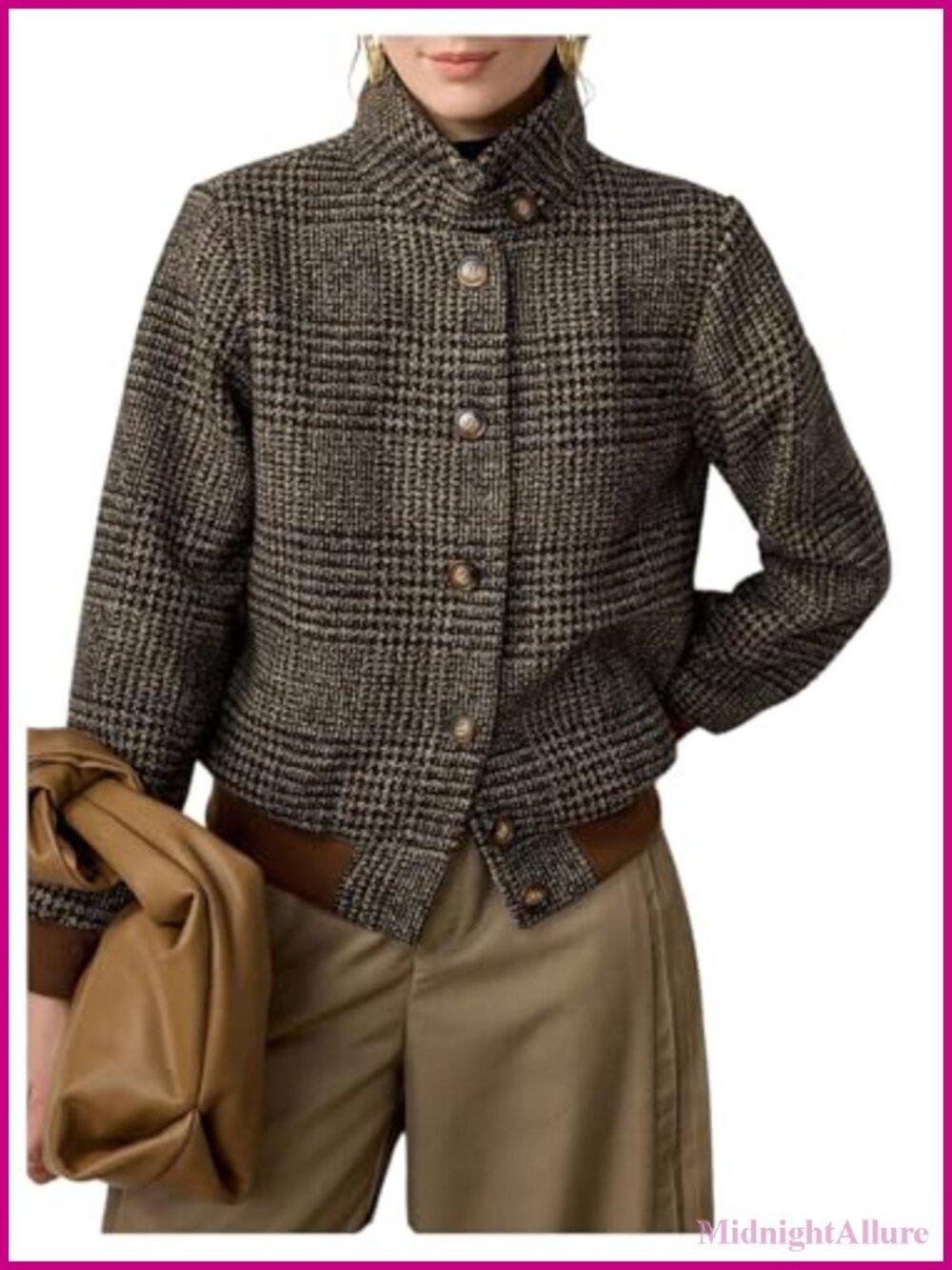Women's Plaid Button Down Blazer Long Sleeve Casual Outerwear Office Jacket